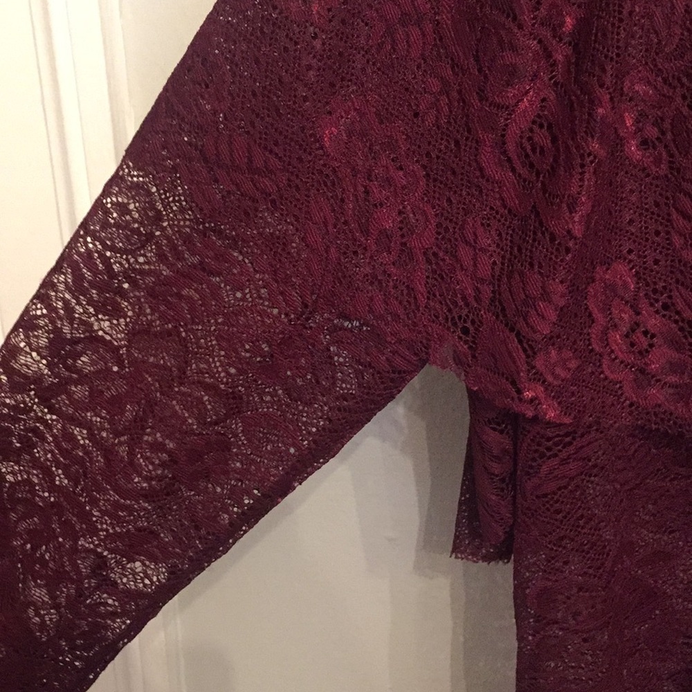 Roommates Burgundy Lace Ruffle Blouse